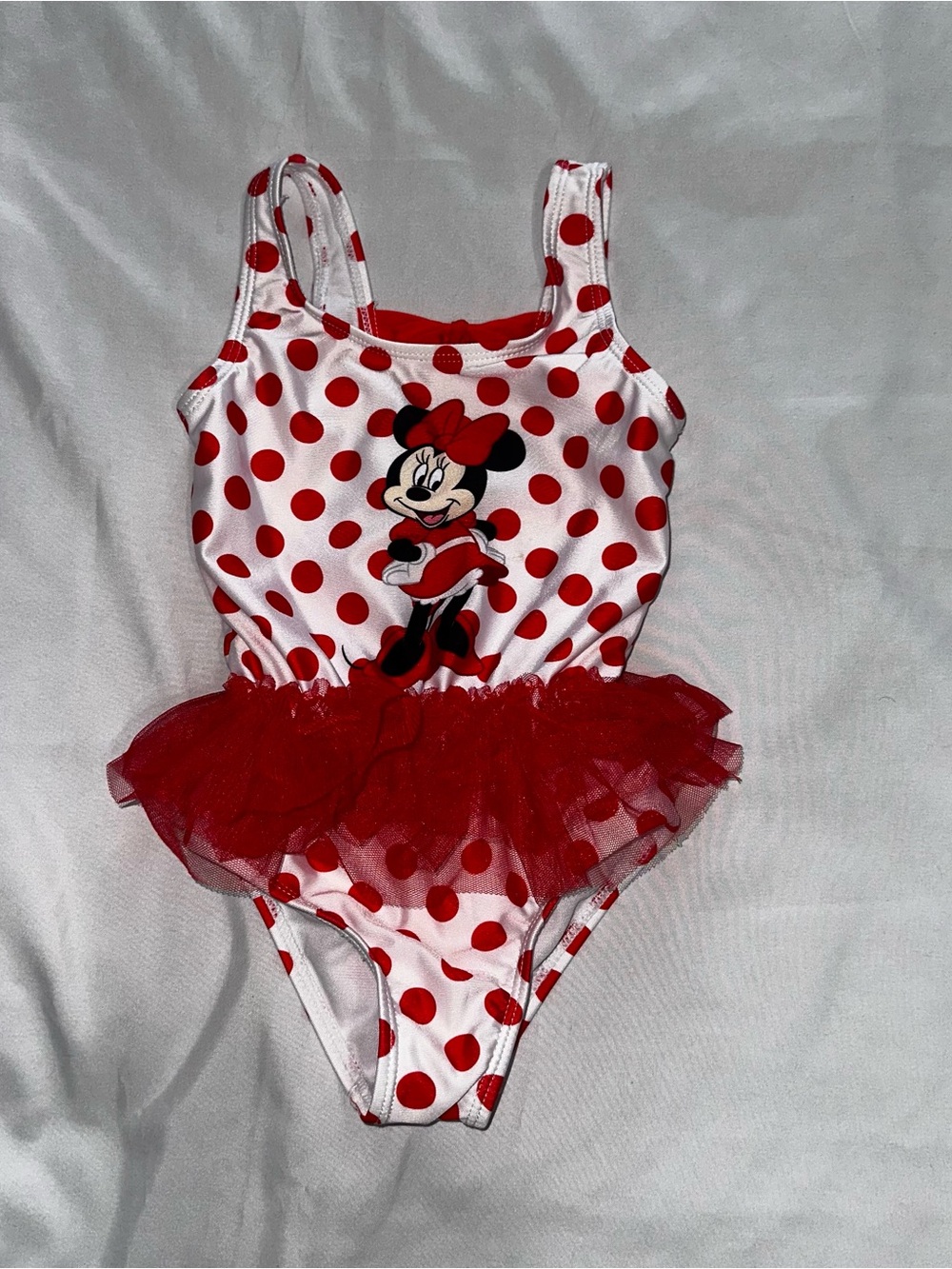 Disney White and Red Polka Dot Girls Swim Dress